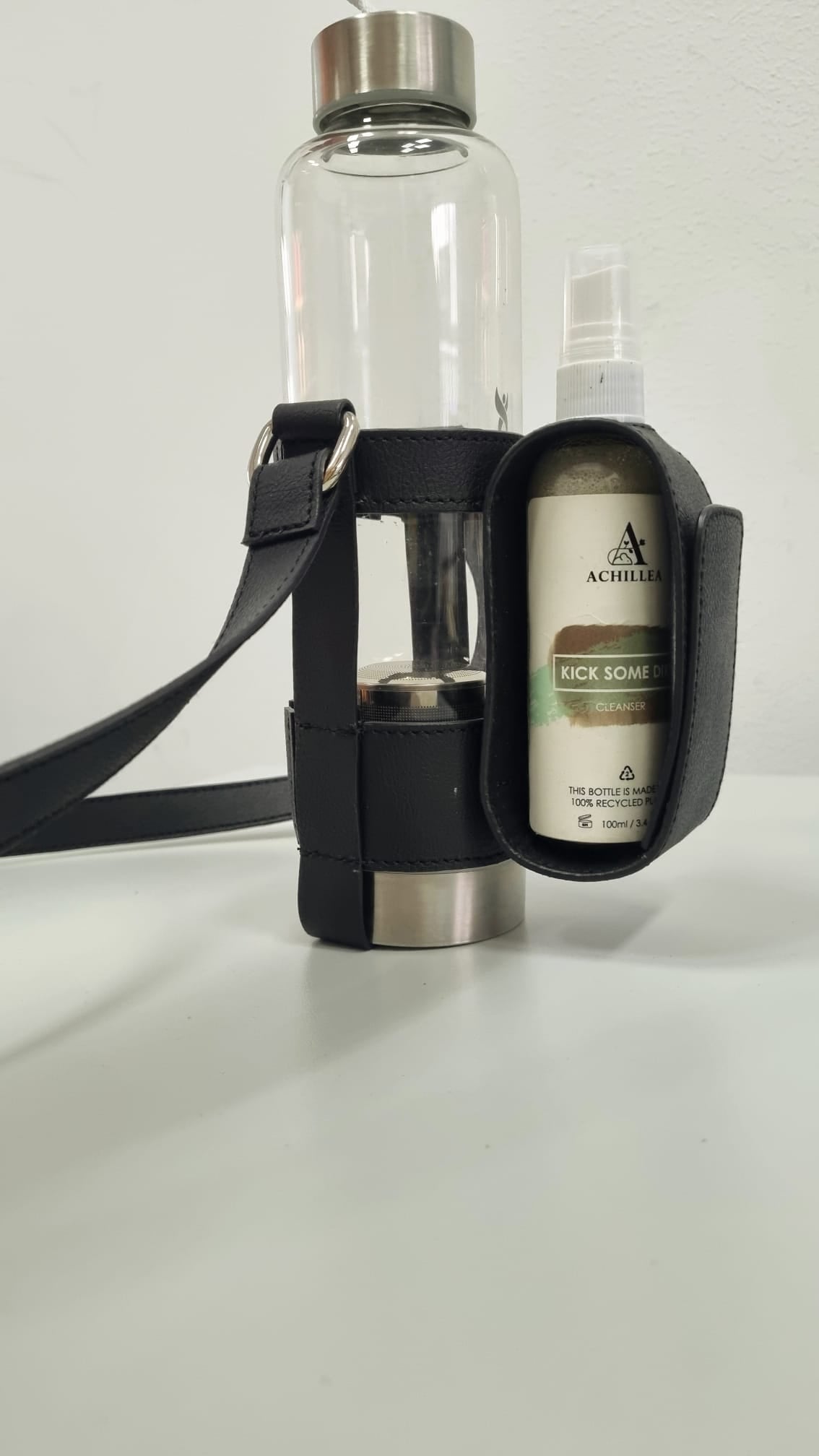 A magic bundle - cleanser, facial spray, face mask for workouts. Presented in a stylish pouch made from apple skin leather